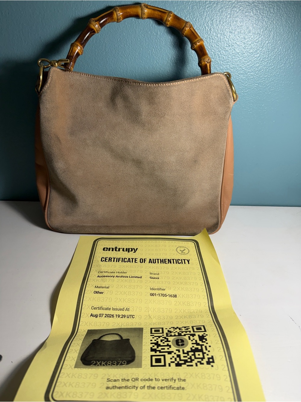 Vintage Tom Ford for Gucci Suede Bamboo 2-Way Hobo Bag - Tan - Entrupy Certified